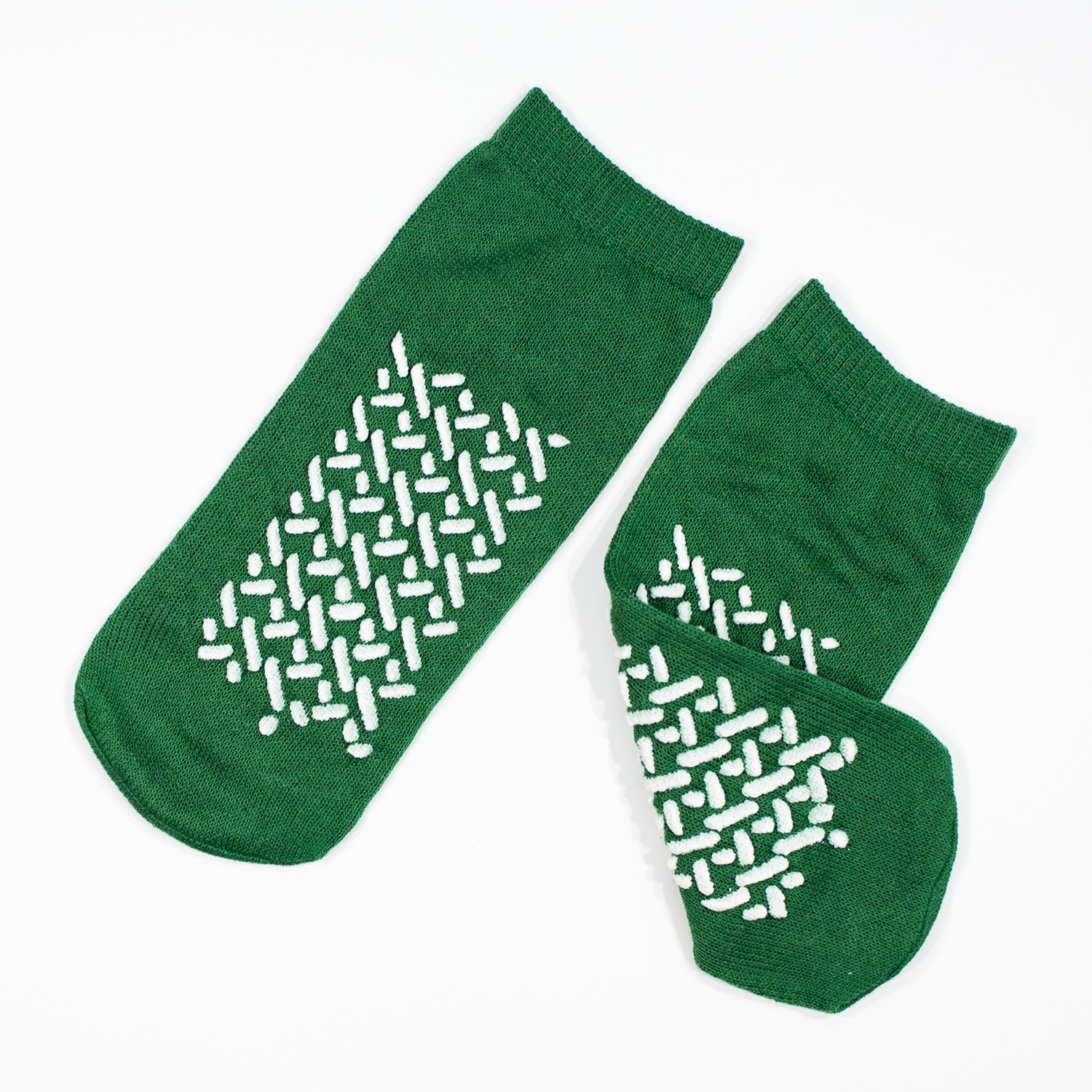 Double Sided Slipper Socks, Non Skid Hospital Travel Slipper Socks M, Green  #2191 - BM Global Supply Corporation