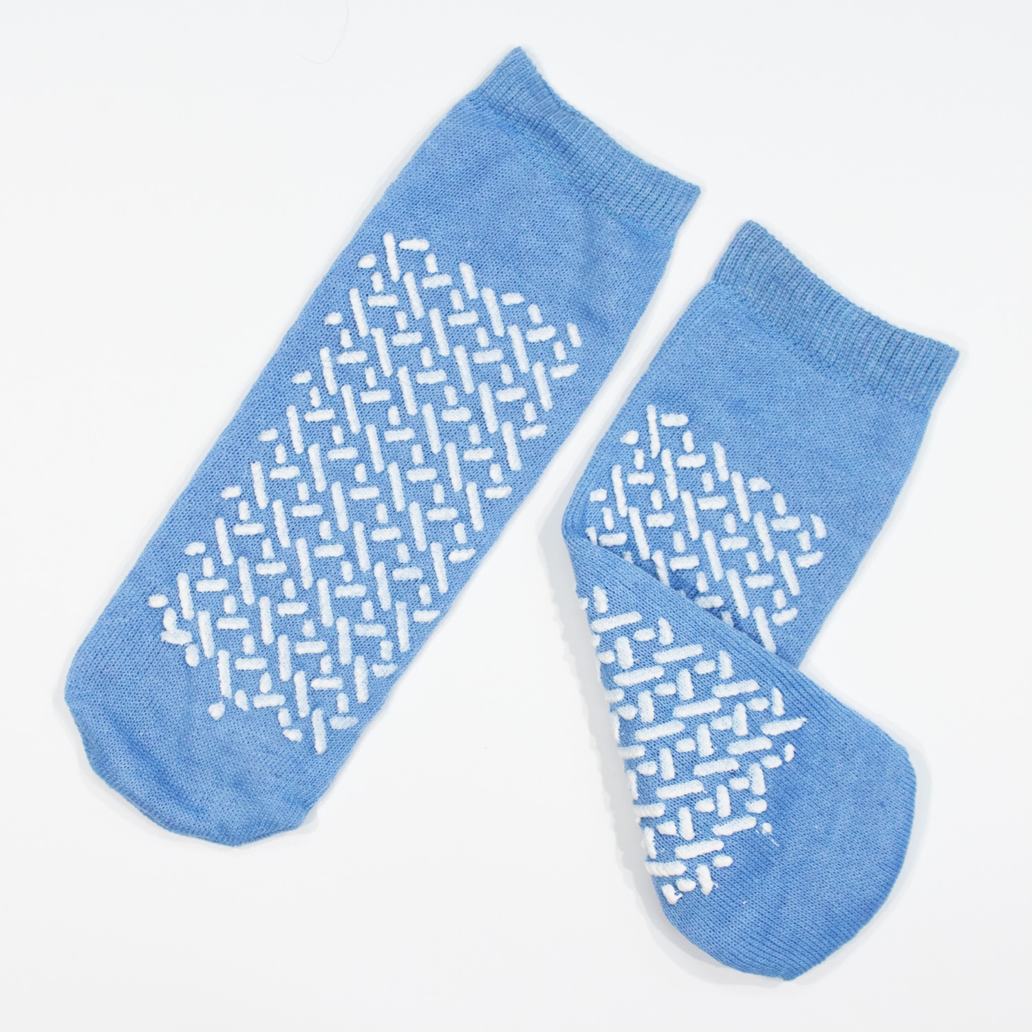 Soft Sole Slipper Socks, Non Skid Hospital Travel L, Sky Blue #2182 - BM  Global Supply Corporation