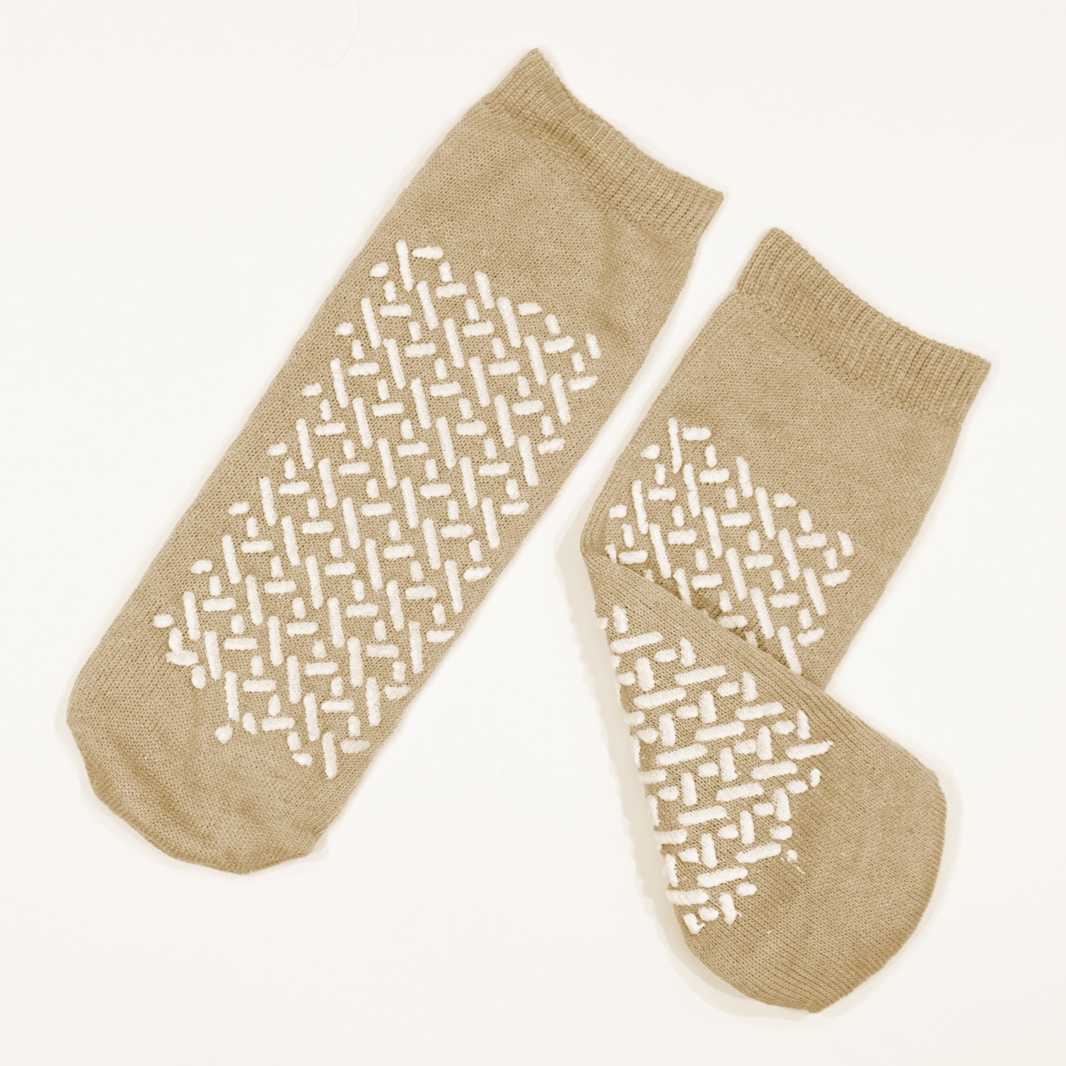 Double Sided Slipper Socks, Non Skid Hospital Travel Slipper Socks XL,  Beige #2193 - BM Global Supply Corporation