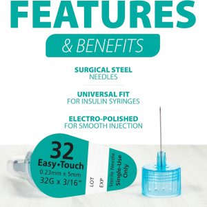 EasyTouch Pen Needles 32 G x 3/16 in. (5mm) 100ct