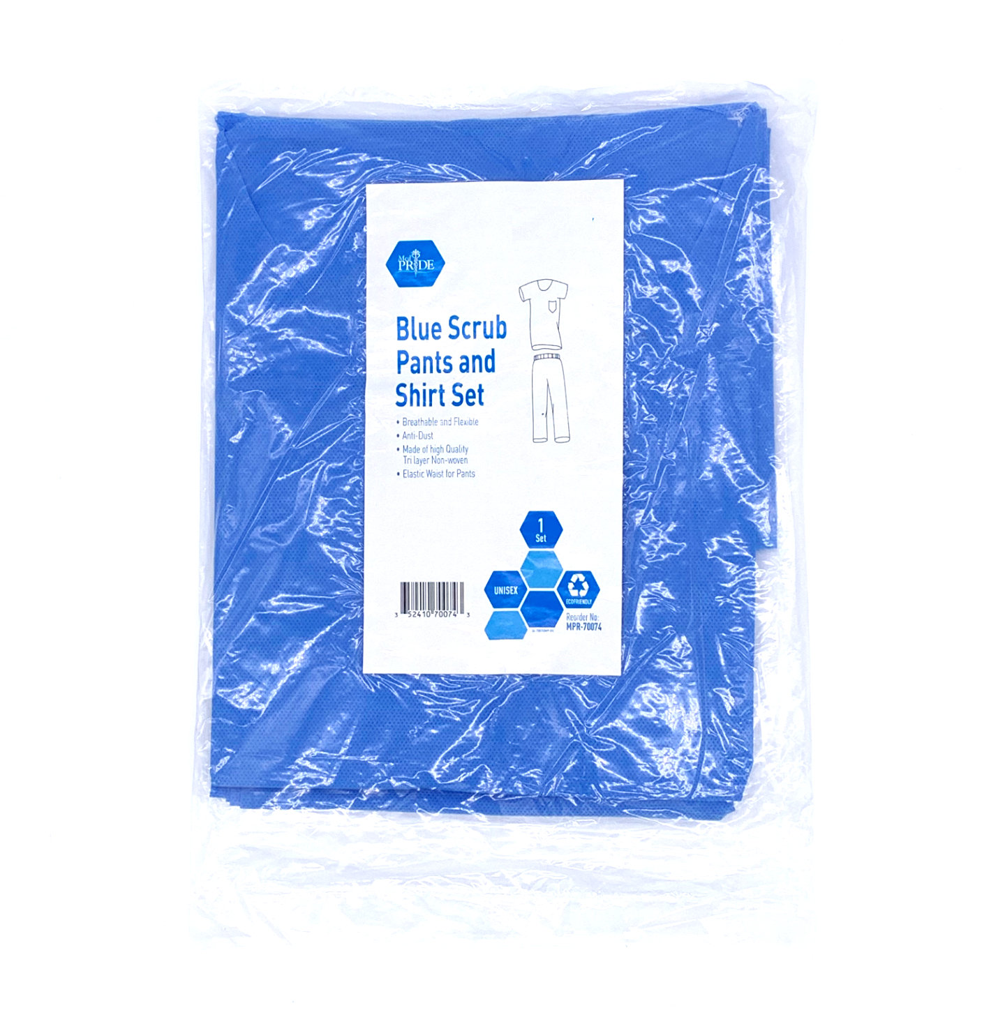 Medical Disposable Blue Scrub Pants and Shirt Set Mpr-70074