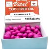 Pastillas Vital Cod Fish Liver Oil Tablets, Vitamin A & D and Reinforced with Vitamin B, Cherry Flavor - Thumbnail Image 5