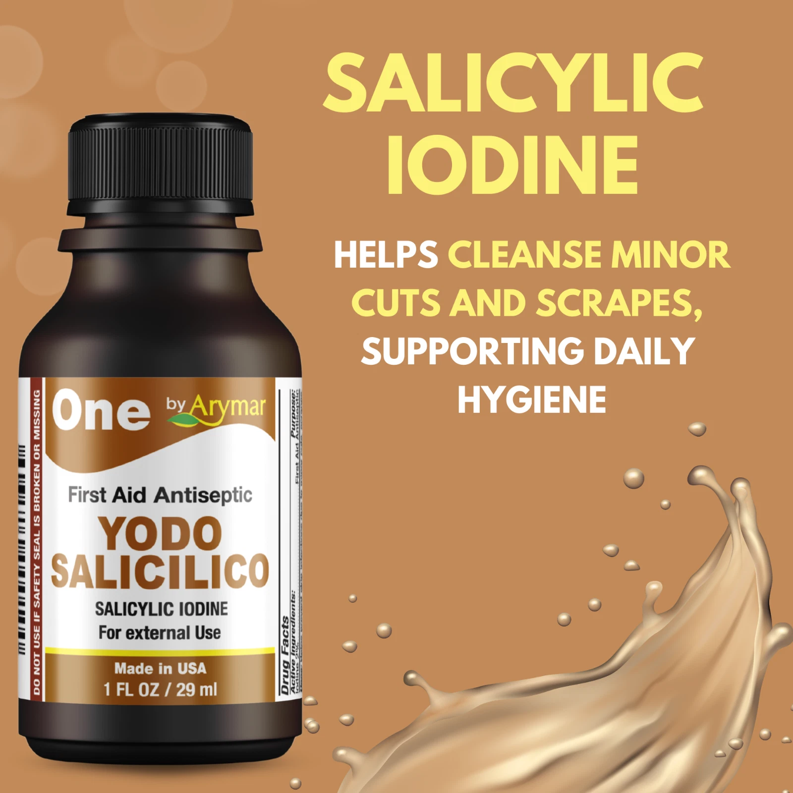 Salicylic Iodine (Yodo Salicilico) 1oz Topical Antiseptic Solution for Minor Cuts, Scrapes & Burns - Image 4