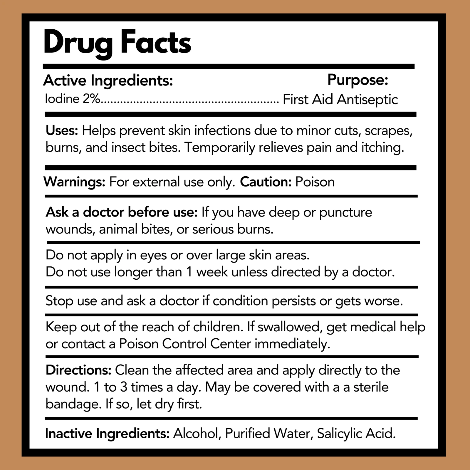 Salicylic Iodine (Yodo Salicilico) 1oz Topical Antiseptic Solution for Minor Cuts, Scrapes & Burns - Image 2