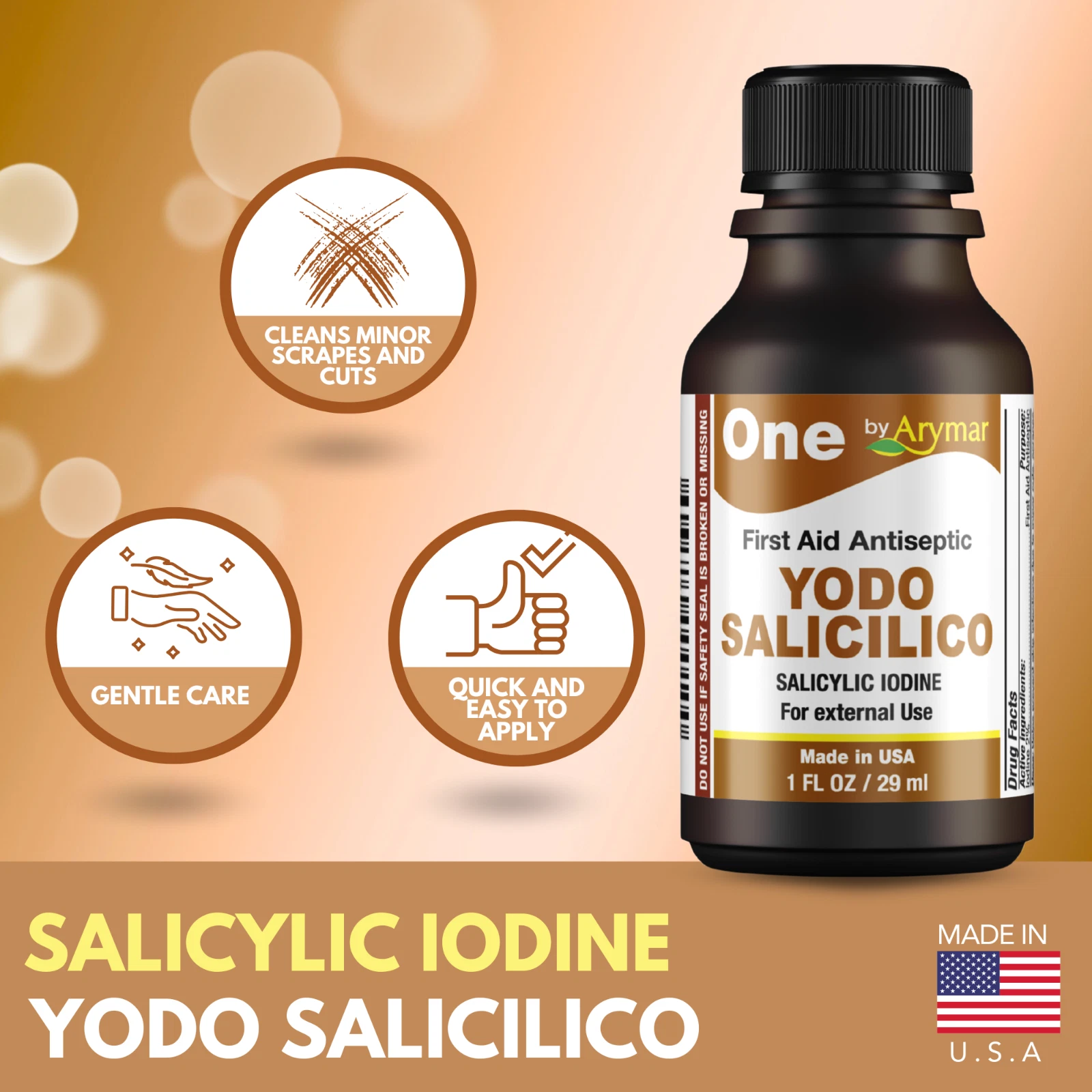 Salicylic Iodine (Yodo Salicilico) 1oz Topical Antiseptic Solution for Minor Cuts, Scrapes & Burns - Image 3