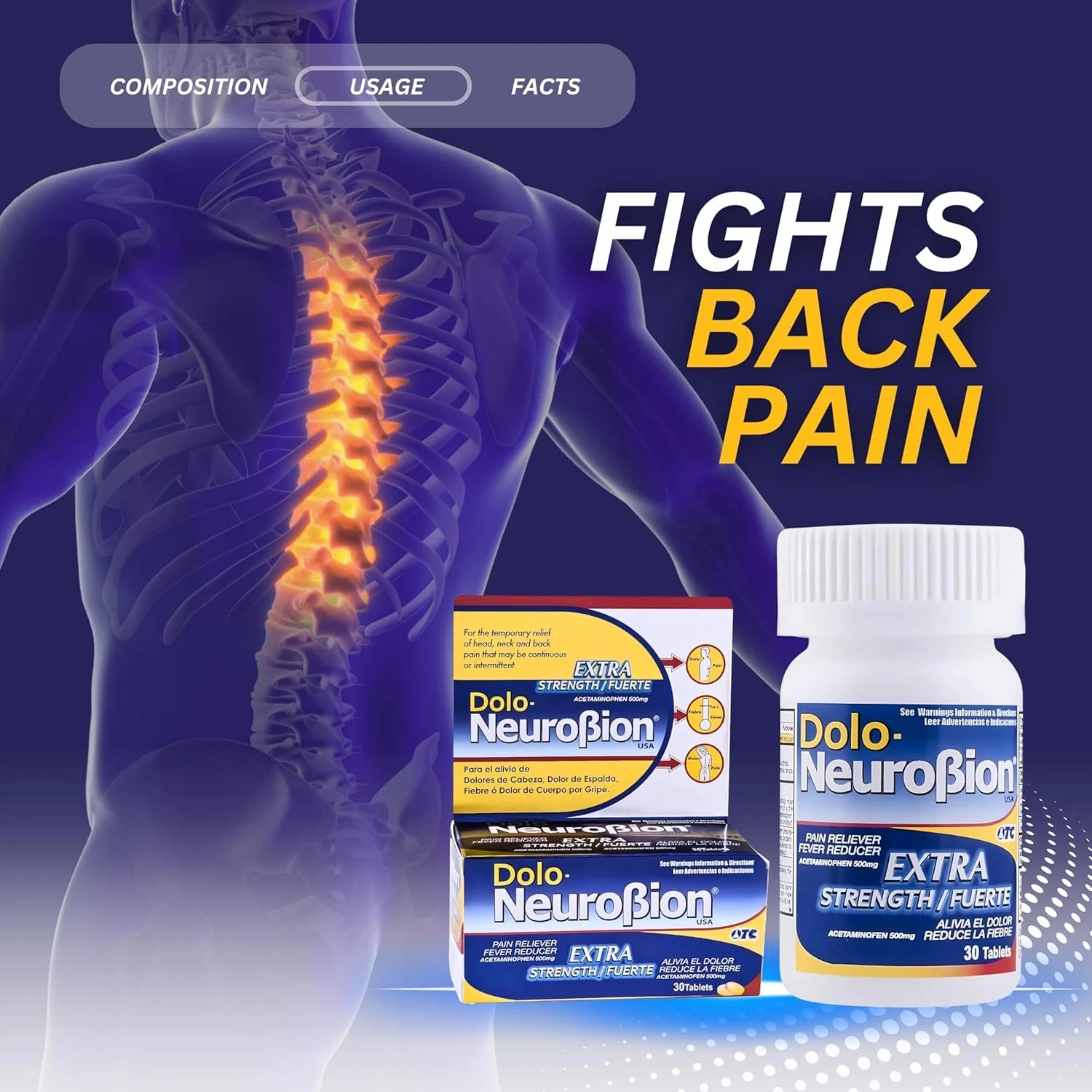 Dolo Neurobion 30 Tablets - Pain Reliever, Fever Reducer, Extra Strength - Image 6