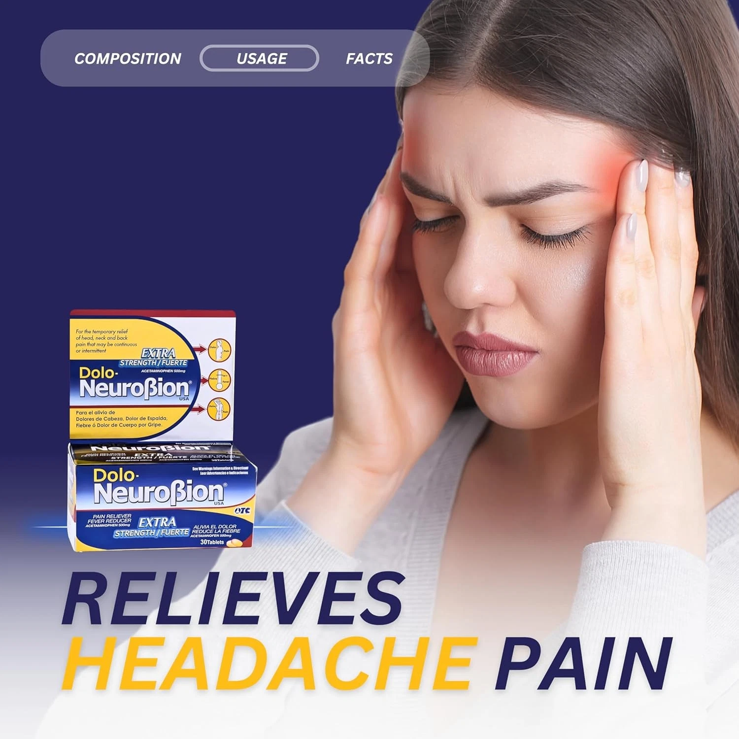 Dolo Neurobion 30 Tablets - Pain Reliever, Fever Reducer, Extra Strength - Image 3