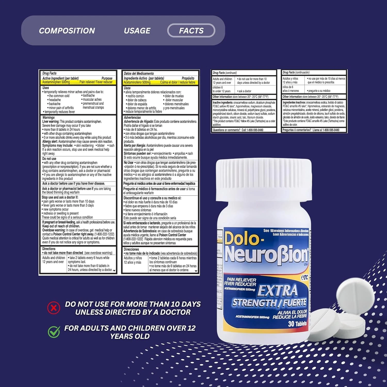 Dolo Neurobion 30 Tablets - Pain Reliever, Fever Reducer, Extra Strength - Image 2