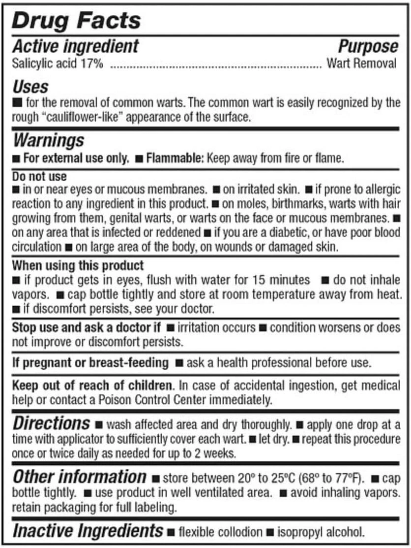Verruguin Liquid Wart Remover Salicylic Acid 17%, 1/2oz Bottle - Image 2
