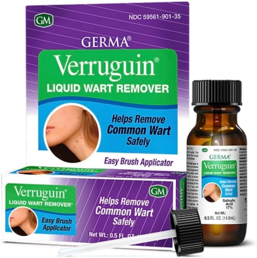 Verruguin Liquid Wart Remover Salicylic Acid 17%, 1/2oz Bottle