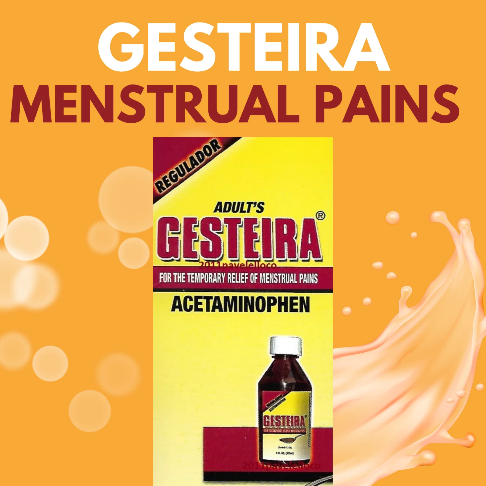 Adult's Gesteira for Relief of Menstrual Pains ( Dolores Menstruales Regulador ) Acetaminophen 675 mg - Image 3