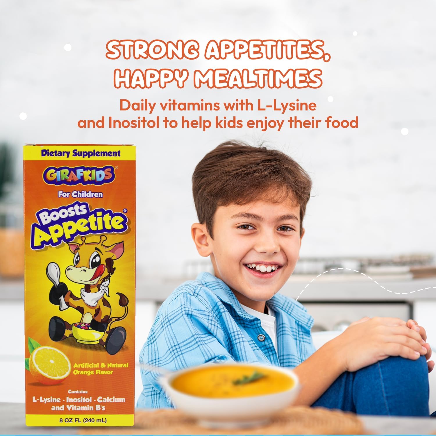 GirafKids Appetite Booster Syrup for Kids Ages 4+, 8 Fl Oz, Vitamins for Kids, Orange Flavor, Promotes Healthy Appetite & Energy - Image 6