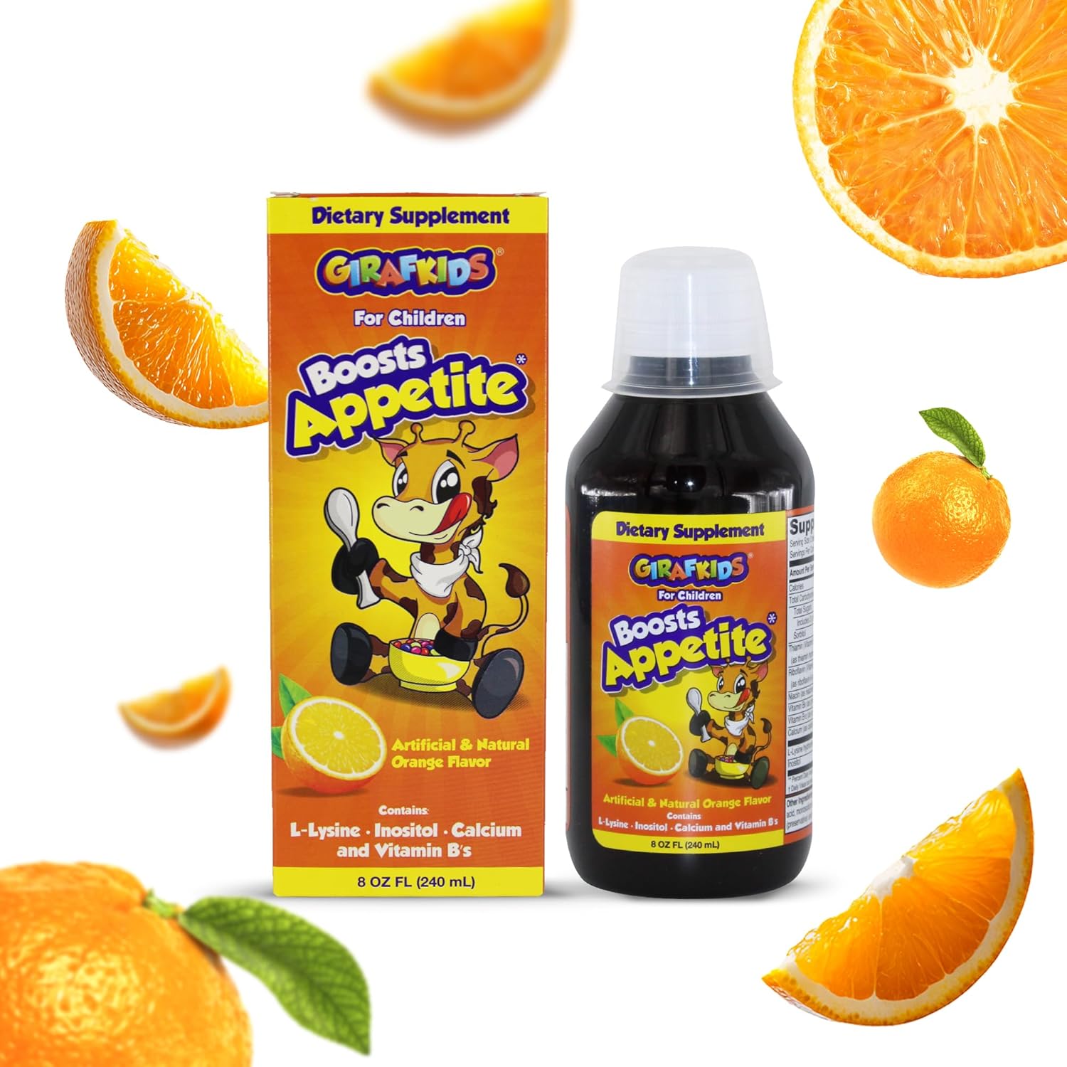 GirafKids Appetite Booster Syrup for Kids Ages 4+, 8 Fl Oz, Vitamins for Kids, Orange Flavor, Promotes Healthy Appetite & Energy - Image 3