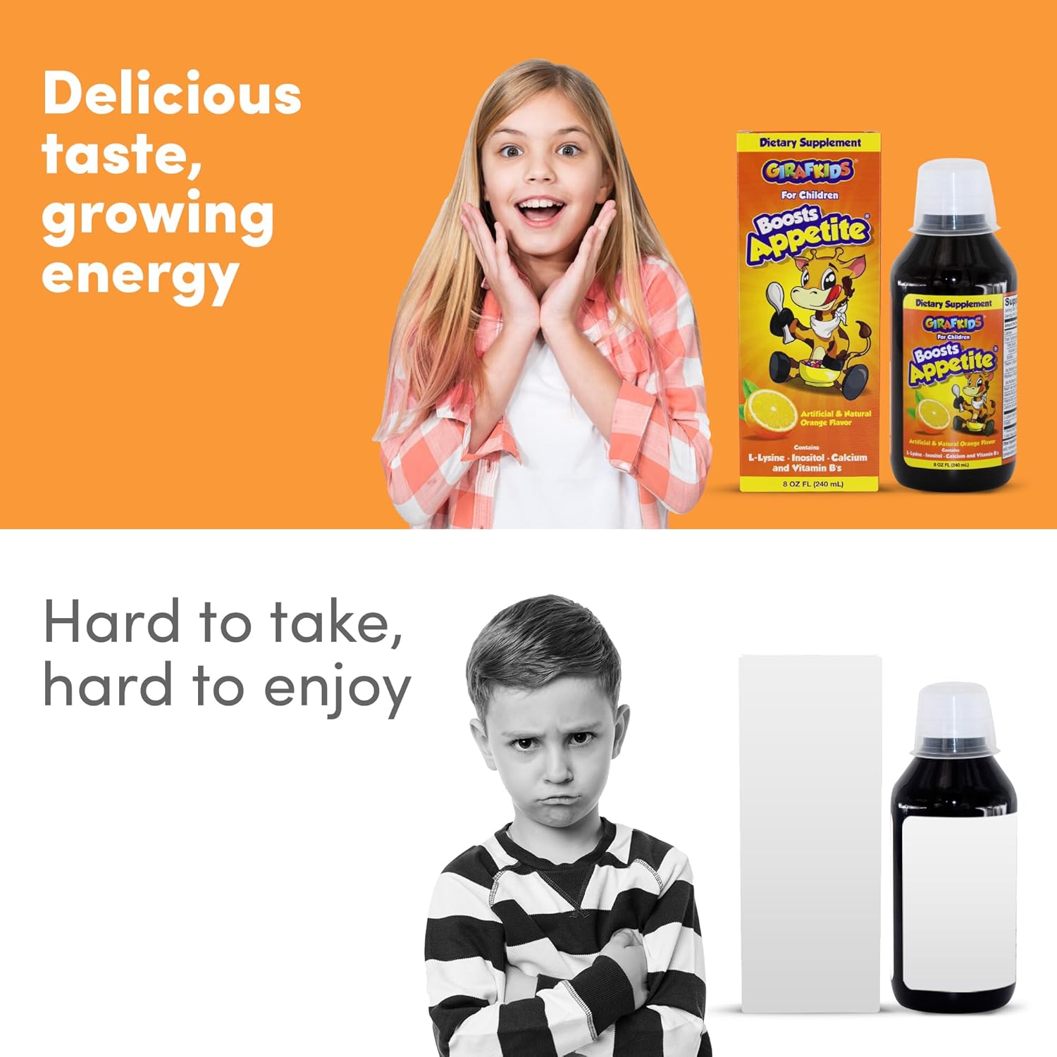 GirafKids Appetite Booster Syrup for Kids Ages 4+, 8 Fl Oz, Vitamins for Kids, Orange Flavor, Promotes Healthy Appetite & Energy - Image 9
