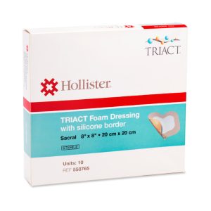 Foam Dressing TRIACT 8 X 8 Inch With Border Waterproof Backing Silicone Adhesive Sacral Sterile - Box of 10