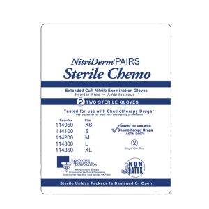 Exam Glove NitriDerm EC Extra Large Sterile Pair Nitrile Extended Cuff Length Smooth Blue Chemo Tested - Box of 50