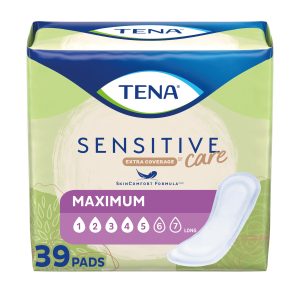 Bladder Control Pad TENA Sensitive Care Maximum Extra Coverage Long 15 Inch Length Heavy Absorbency Dry-Fast Core One Size Fits Most - Case of 117