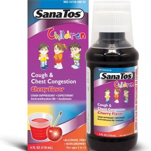 SanaTos Non Drowsy Children Mucus Cough & Chest Congestion Relief, Cherry Flavor 4oz