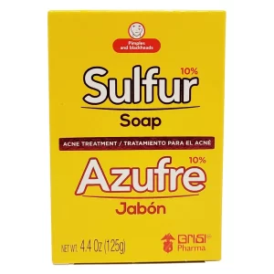 10% Sulfur Soap Bar for Deep Cleansing for Face & Body. All Natural Sulfur Facial Cleanser for Acne, Oily Skin 4.4 oz