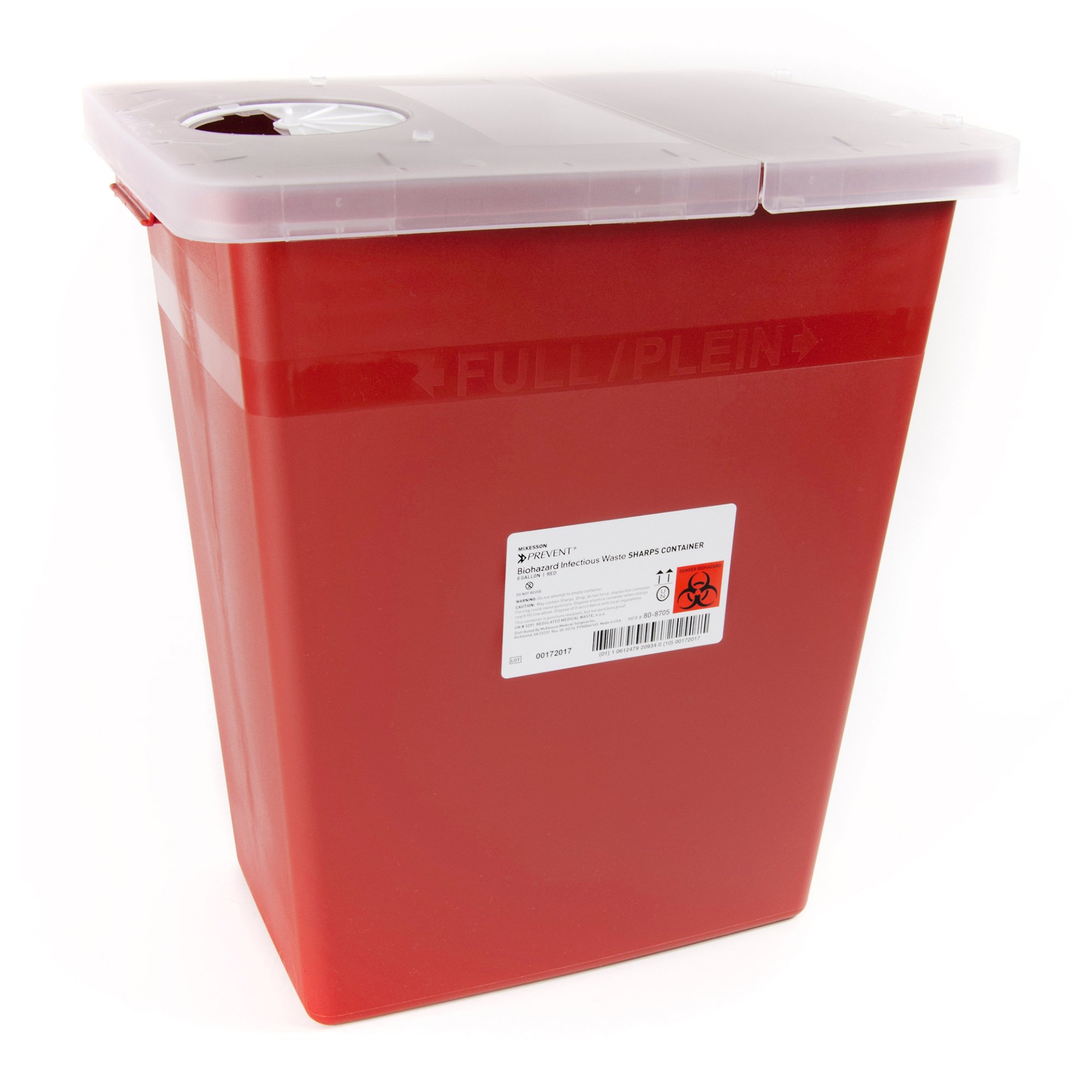McKesson Prevent Sharps Container, 8 Gallon, 13.75 x 13.75 x 14 Inch - Case of 10