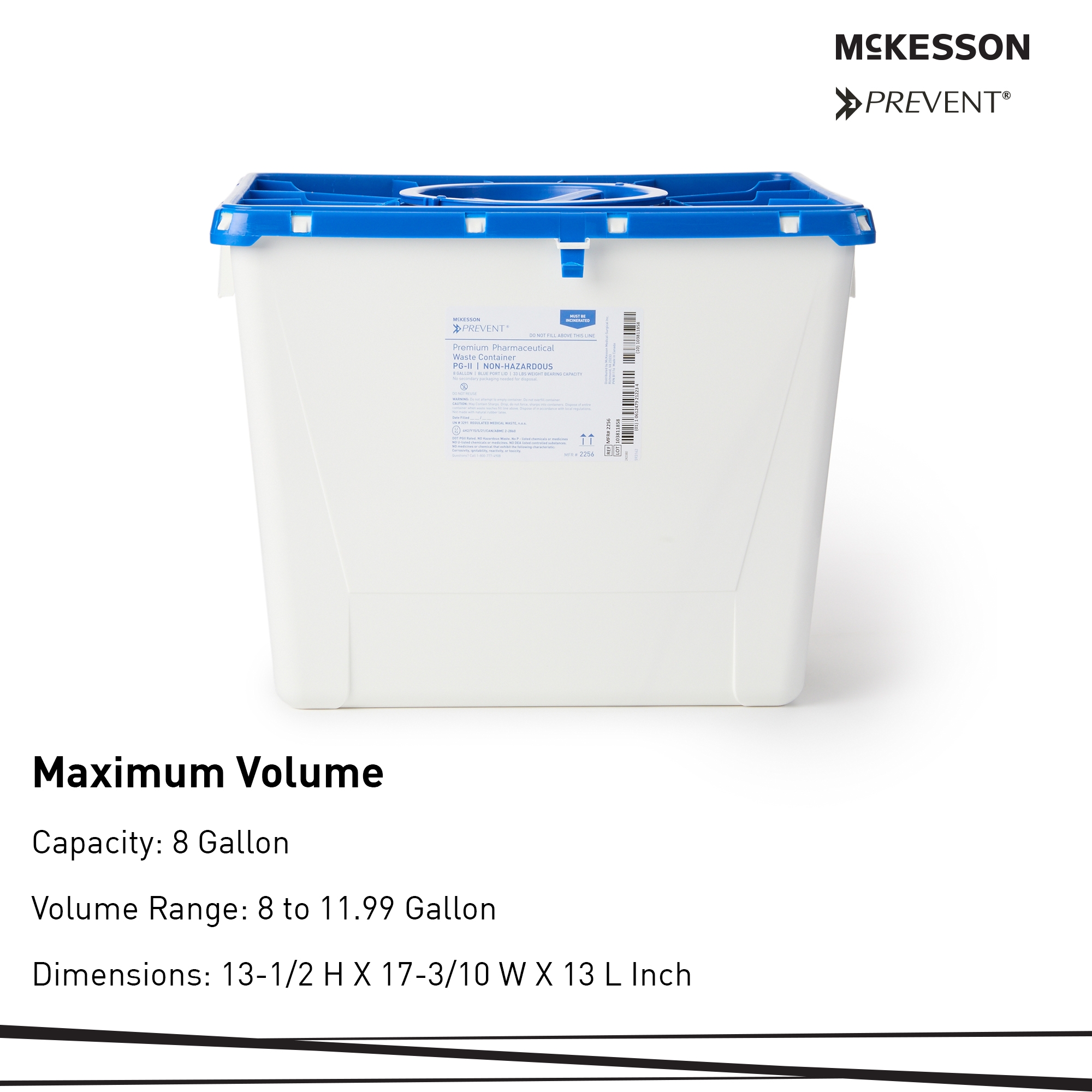 McKesson Prevent Pharmaceutical Waste Container, 8 Gal., 13.5 x 17.3 x 13 inch - 1 EA - Image 2