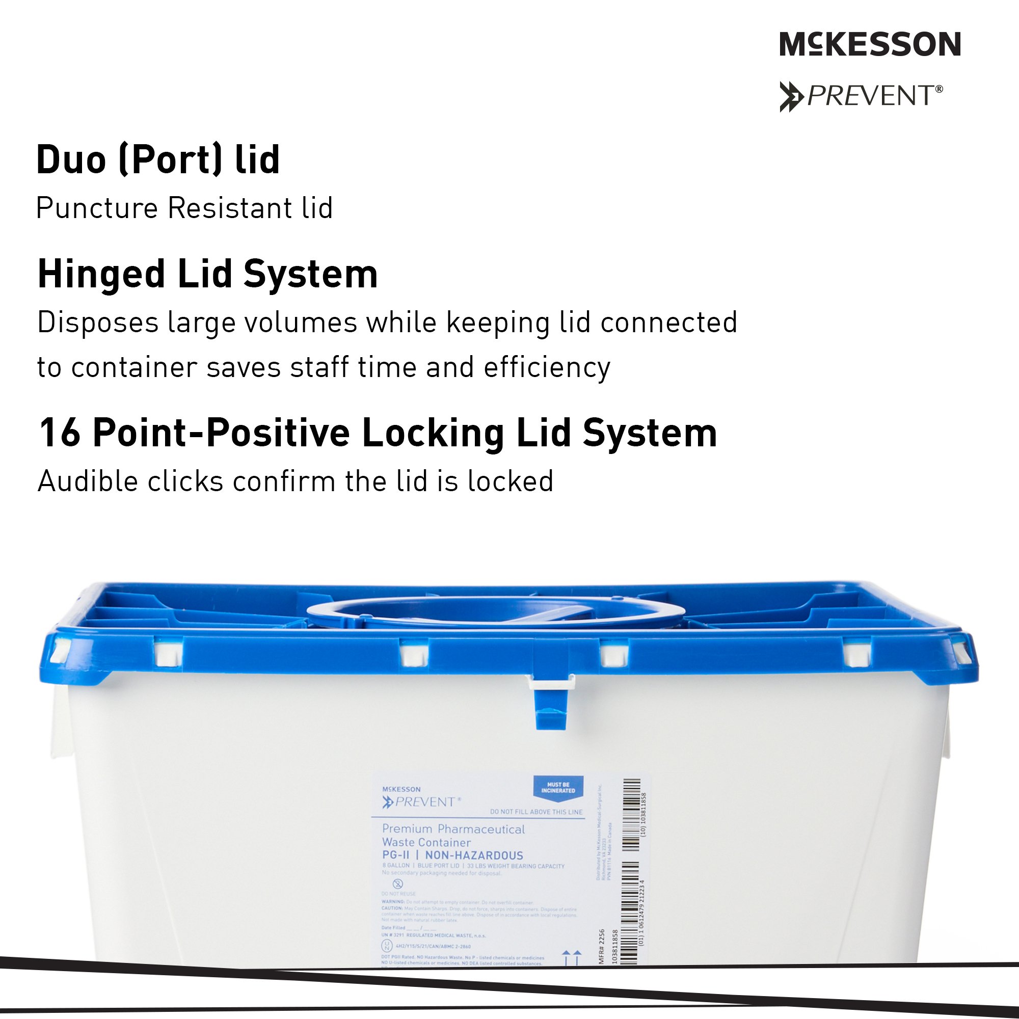 McKesson Prevent Pharmaceutical Waste Container, 8 Gal., 13.5 x 17.3 x 13 inch - 1 EA - Image 3