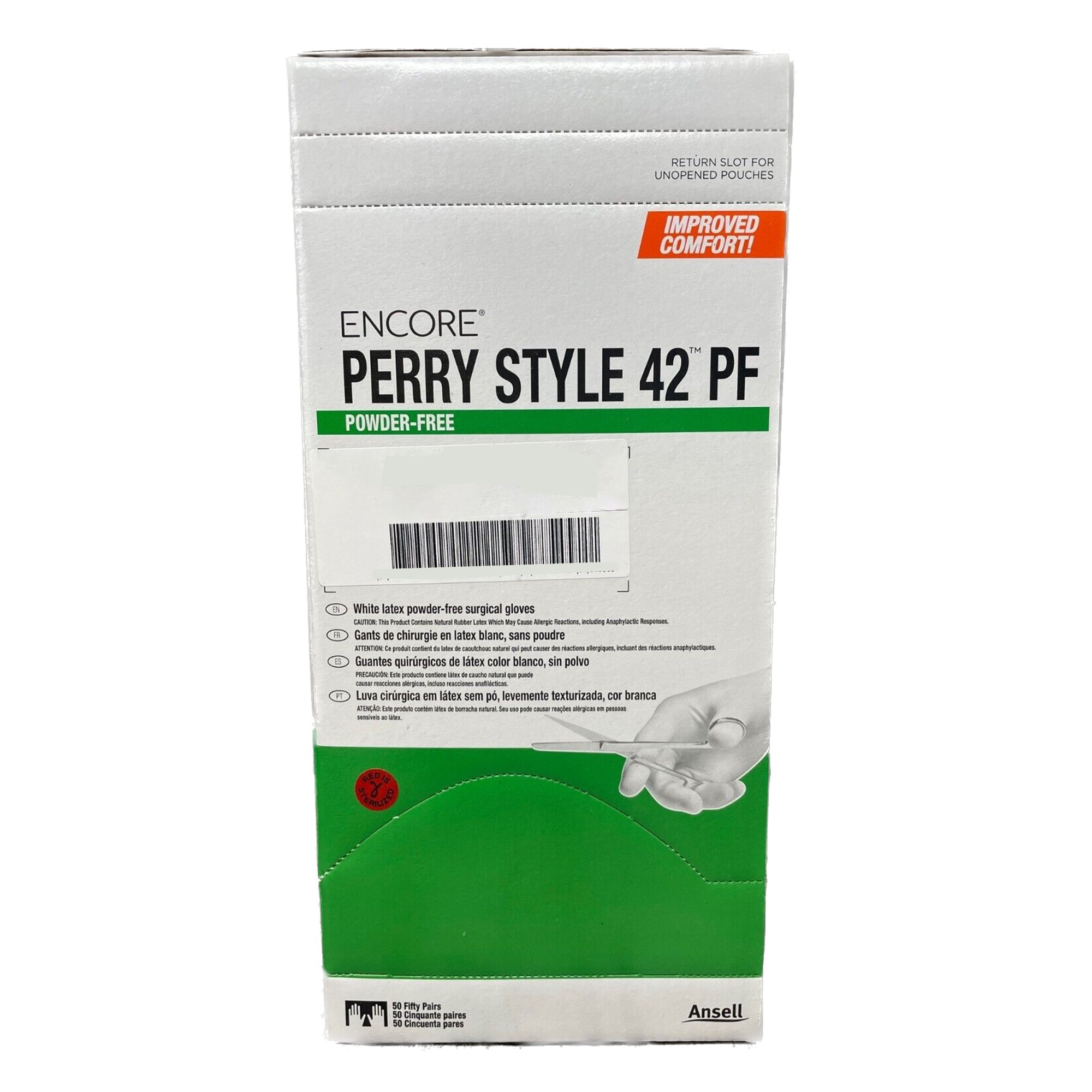 Surgical Glove ENCORE Perry Style 42 Sterile Latex Standard Cuff Length Micro-Textured Natural Chemo Tested, Size 6, Length 11.2 Inch- Box of 50 Pairs - Image 2