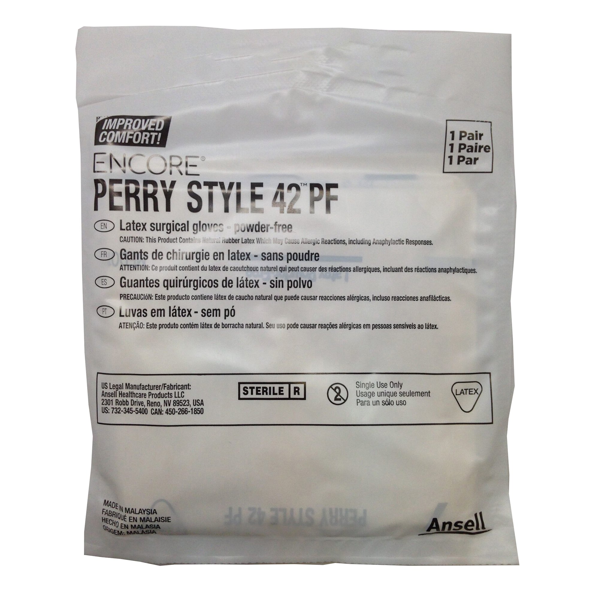 Surgical Glove ENCORE Perry Style 42 Sterile Latex Standard Cuff Length Micro-Textured Natural Chemo Tested, Size 6, Length 11.2 Inch- Box of 50 Pairs - Image 3