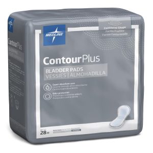 Bladder Control Pad Contour Plus Ultimate 8 X 17 Inch Heavy Absorbency Super Absorbent Core One Size Fits Most - Bag of 28