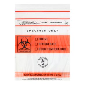 Specimen Transport Bag with Document Pouch SafeGuard TearZone 6 X 9 Inch Zip Closure Biohazard Symbol / Storage Instructions NonSterile - Case of 1000