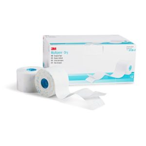Water Resistant Dressing Retention Tape with Liner 3M Multipore Dry White 2 Inch X 5-1/2 Yard Pique NonSterile- Case of 48