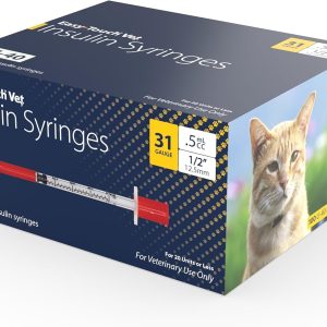 Veterinary U-40 Insulin Syringes for Dogs & Cats 31G .5cc 1/2 in