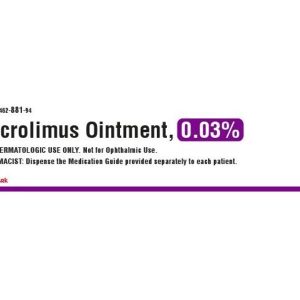 Tacrolimus Ointment 0.03% (30g) Topical Immunosuppressant for Moderate to Severe Eczema (Atopic Dermatitis)