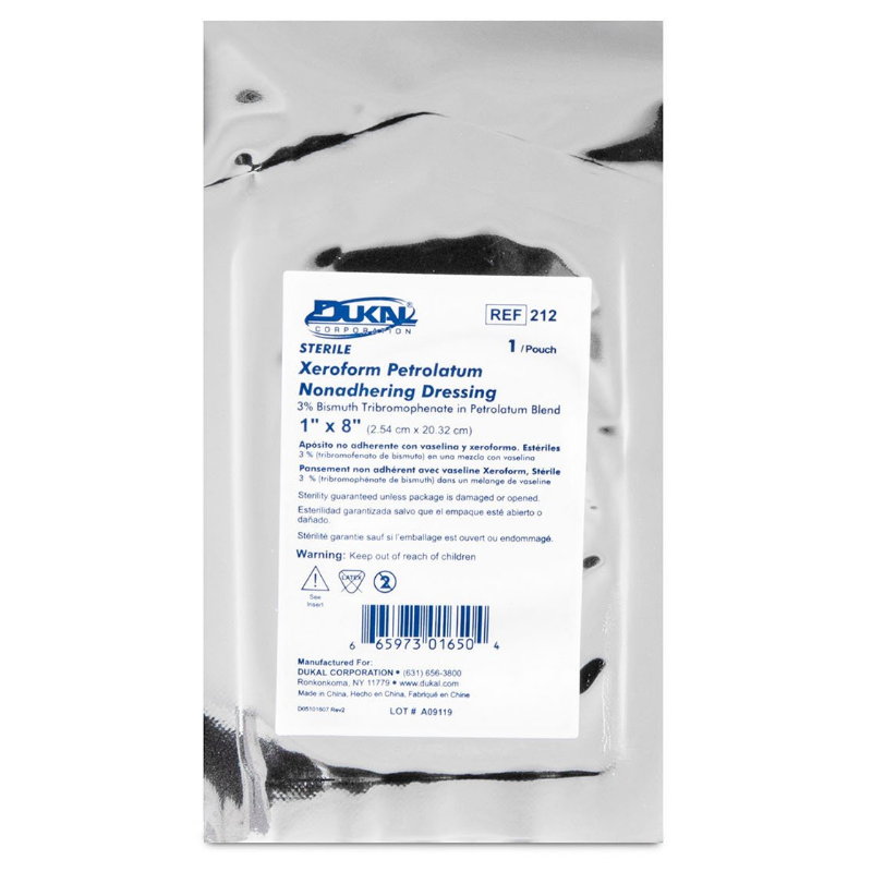 Xeroform 3% Petrolatum Impregnated Dressing, Sterile Non-Adherent Wound Dressing 1" x 8" Ref 212