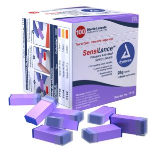 Dynarex SensiLance Safety Lancet, 28 Gauge, 1.8 mm Depth Gauge Retractable Pressure Activated Finger - BX/100