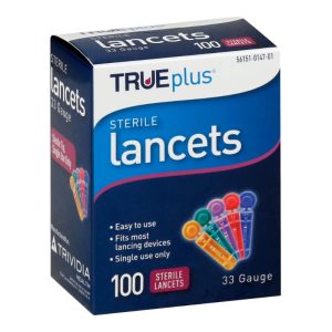 Lancet for Lancing Device TRUEplus Sterile Lancets 33 Gauge Non-Safety Twist Off Cap Finger- BX/100