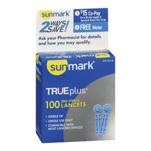 Lancet for Lancing Device Sunmark 28 Gauge Non-Safety Twist Off Cap Multiple Sites
- BX/100