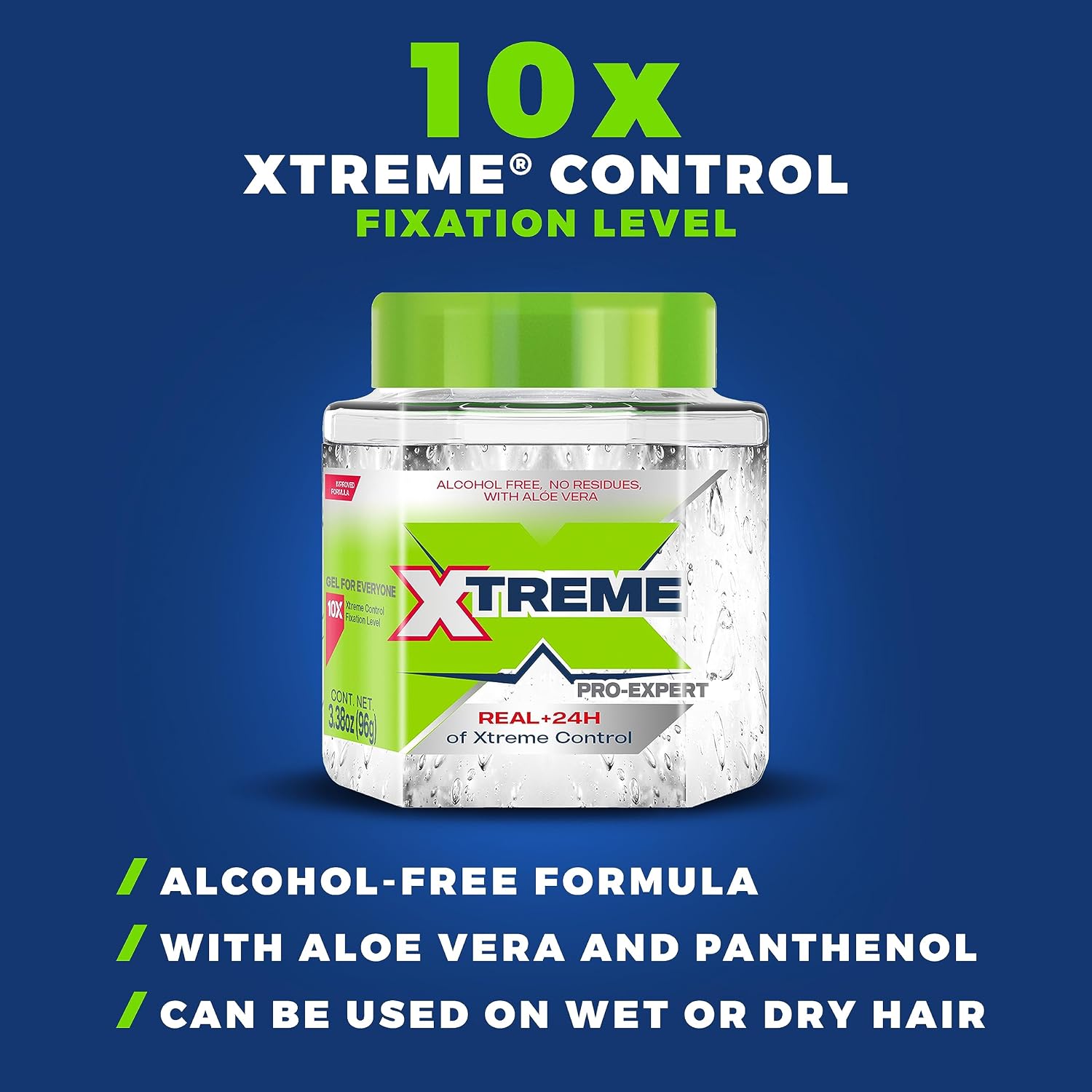Xtreme Pro-Expert Clear Styling Hair Gel, 24-Hours Control with Aloe Vera 3.38oz - Image 2